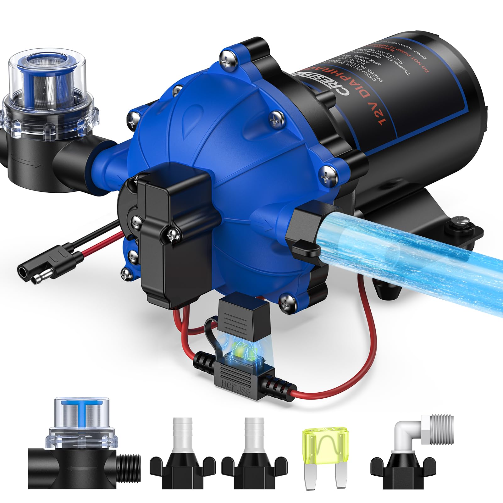 Amazon.com: CrestWave 12V RV Water Pump, 7GPM 70PSI, 5-Chamber